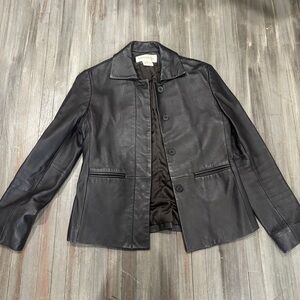 Jones New York Sleek Black Leather Jacket